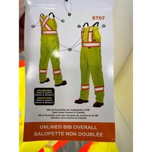 Construction Overall Pant- Men 3XL - NWT-Work King Safety Bib -High Visibility